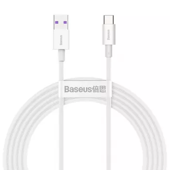 Baseus Superior Series USB-A į USB-C laidas, 66W greitas įkrovimas, 2m, baltas