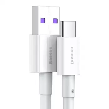 Baseus Superior Series USB-A į USB-C laidas, 66W greitas įkrovimas, 2m, baltas