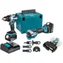 Makita DLX2592JX1 18V LXT bešepetėlis 2 dalių kombinuotas rinkinys su gręžtuvu-suktuvu, smūginiu suktuvu, 2x 5.0Ah akumuliatoriais, greito įkrovimo įrenginiu ir Makpac dėklu