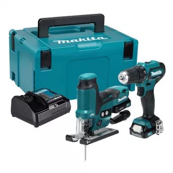 Makita CLX252SAJ 12V max CXT belaidis kombinuotas rinkinys su gręžtuvu-suktuvu DF333D, smūginiu suktuvu TD110D, 2x 2.0Ah akumuliatoriais, įkrovikliu ir Makpac dėklu