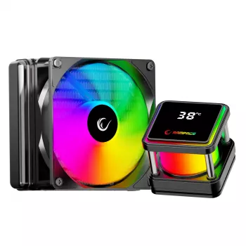 Rampage INFINITE V120 ARGB 120 mm skysčio aušintuvas CPU su temperatūros ekranu, juodas