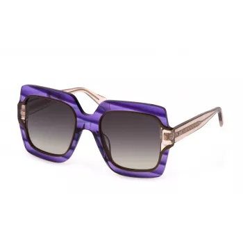 JUST CAVALLI moteriški drugelio formos akiniai nuo saulės SJC023V5309N5 - Havana acetato rėmelis su pilkais gradientiniais lęšiais