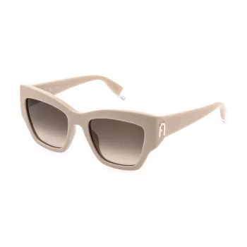 FURLA moteriški katinėlio formos akiniai nuo saulės SFU891-5406CT - Havana acetato rėmelis su rudais gradientiniais lęšiais, 54mm