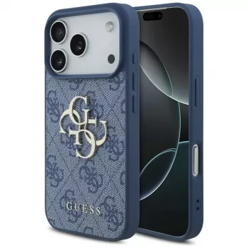 GUESS 4G Big Logo kietas dėklas, skirtas Apple iPhone 17 Pro / 18 Pro - mėlynas