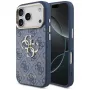 Guess 4G Classic Logo dėklas, skirtas Apple iPhone 18 Pro / 17 Pro, mėlynas su aukso akcentais