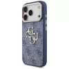 Guess 4G Classic Logo dėklas, skirtas Apple iPhone 18 Pro / 17 Pro, mėlynas su aukso akcentais