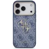 Guess 4G Classic Logo dėklas, skirtas Apple iPhone 18 Pro / 17 Pro, mėlynas su aukso akcentais