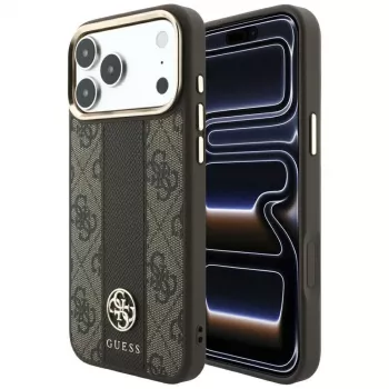 “Guess 4G Stripe Round and Classic Logos” MagSafe dėklas, skirtas iPhone 18 Pro / 17 Pro - rudas
