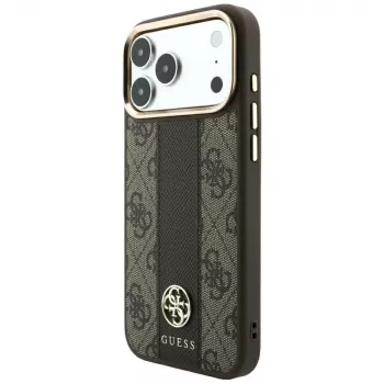 “Guess 4G Stripe Round and Classic Logos” MagSafe dėklas, skirtas iPhone 18 Pro / 17 Pro - rudas