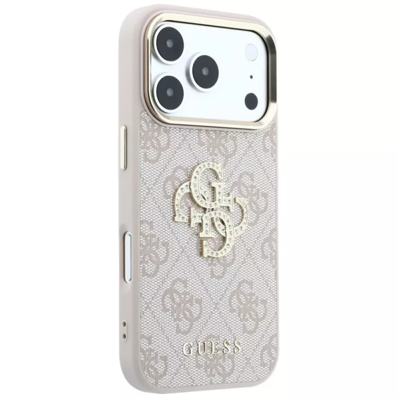 Guess 4G Big Strass Logo dėklas, skirtas iPhone 17 Pro / 18 Pro - rožinis