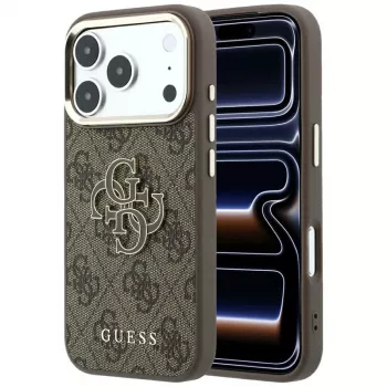 Guess 4G didelio dervos logotipo dėklas, skirtas iPhone 17 Pro Max / 18 Pro Max - ruda