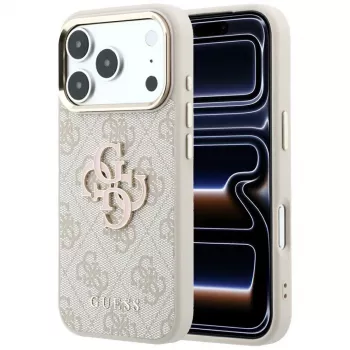 Guess 4G & Big Resin Logo dėklas, skirtas iPhone 17 Pro Max / 18 Pro Max - rožinis