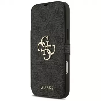 Guess Book 4G Metal Logo dėklas, skirtas iPhone 18 Pro Max / 17 Pro Max, juodas
