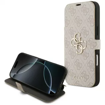 GUESS Book 4G Metal Logo Folio dėklas, skirtas iPhone 18 Pro Max / 17 Pro Max – rožinis