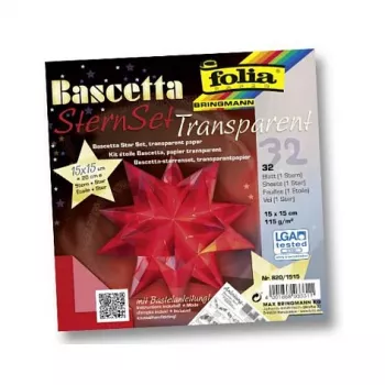 Folia Bascetta Star origami popieriaus rinkinys, 32 lapai, 15 x 15 cm, įvairių spalvų, 80 gsm, matinis