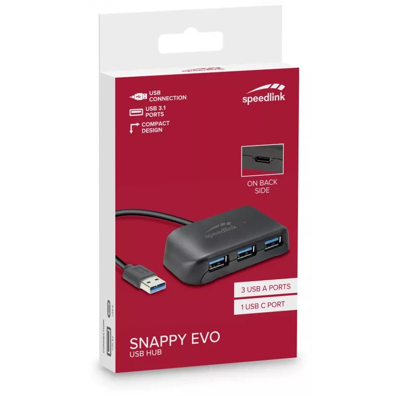 Speedlink Snappy Evo 4 prievadų USB 3.1 šakotuvas (SL-140109-BK)