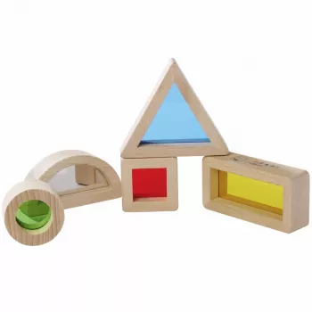 Eichhorn Montessori langų statybiniai blokeliai, 20 dalių rinkinys, FSC® 100% sertifikuotas buko medis su spalvotais akrilo langais