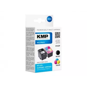 KMP 1741.400500 MultiPack juodos ir trispalvės rašalo kasetės, suderinamos su HP 62XL (C2P05AE/C2P07AE) – 2 vnt.