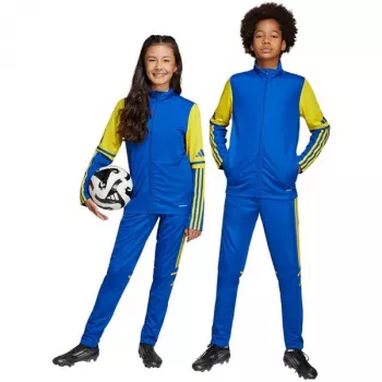 adidas Squadra 25 vaikiškos treniruočių kelnės - mėlynos/geltonos, 152 cm dydis (JP3154)