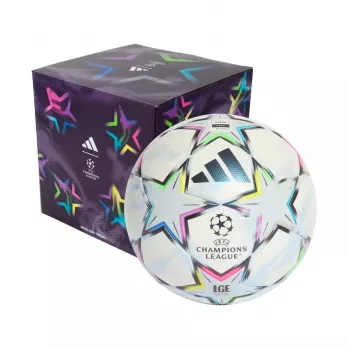 adidas UCL League 26/27 League Stage Box futbolo kamuolys, 4 dydis, baltas/mėlynas/rožinis/žalias KE9771