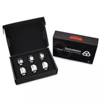 Thermal Grizzly DeltaMate Rotary Fitting 90° G1/4 colio blizgus nikelis – 6 vnt. komplektas