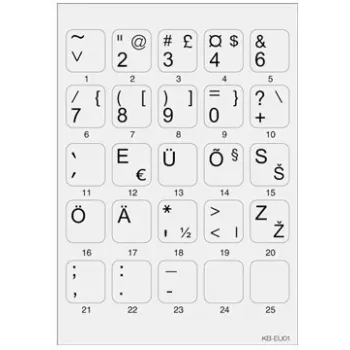 Minipicto klaviatūros lipdukai, pilka/juoda (KB-EU-01GRY)