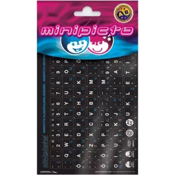 Kolm Lõvi Minipicto estų/rusų kalbų klaviatūros lipdukai, juodi/balti/mėlyni (KB-UNI-EE02-BLK-BLUE)
