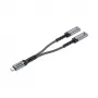 Unitek USB-C garso ir įkrovimo adapteris su 60W Power Delivery, 15 cm, kosminė pilka