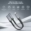 Unitek USB-C garso ir įkrovimo adapteris su 60W Power Delivery, 15 cm, kosminė pilka