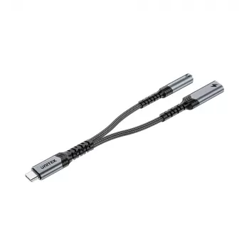 UNITEK USB-C į 3,5 mm garso adapteris su Power Delivery 60W, DAC 24-bit/96kHz, juodas