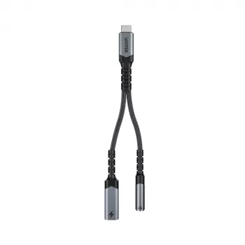 UNITEK USB-C į 3,5 mm garso adapteris su Power Delivery 60W, DAC 24-bit/96kHz, juodas