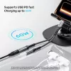 UNITEK USB-C į 3,5 mm garso adapteris su Power Delivery 60W, DAC 24-bit/96kHz, juodas