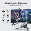 UNITEK DisplayPort į HDMI 2.1 adapteris 8K@60Hz HDR 48Gbps 15cm