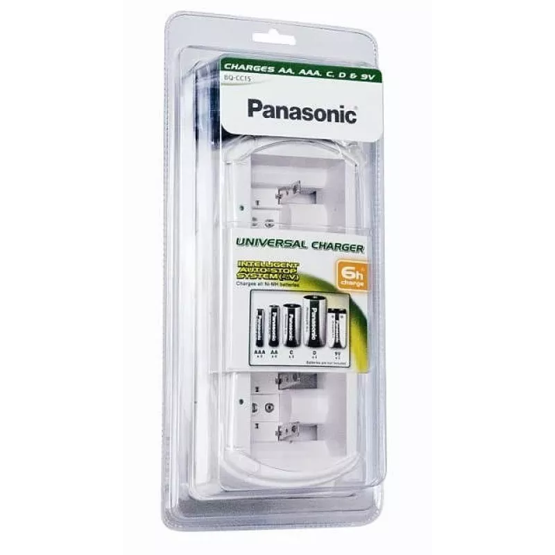 Panasonic BQ-CC15E/1B Smart & Quick Ni-MH baterijų įkroviklis AA ir AAA, 4 lizdai, individualūs kanalai, AC 100-240V