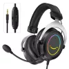 FIFINE H3 AmpliGame RGB laidinis ausinių su nuimamu mikrofonu, 50 mm tvarkyklės, USB-A, juodos spalvos