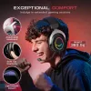 FIFINE H3 AmpliGame RGB laidinis ausinių su nuimamu mikrofonu, 50 mm tvarkyklės, USB-A, juodos spalvos