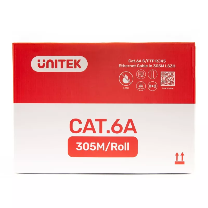 UNITEK C18121BL Cat. 6A S/FTP LSZH instaliacinis tinklo kabelis, 305 m, mėlynos spalvos