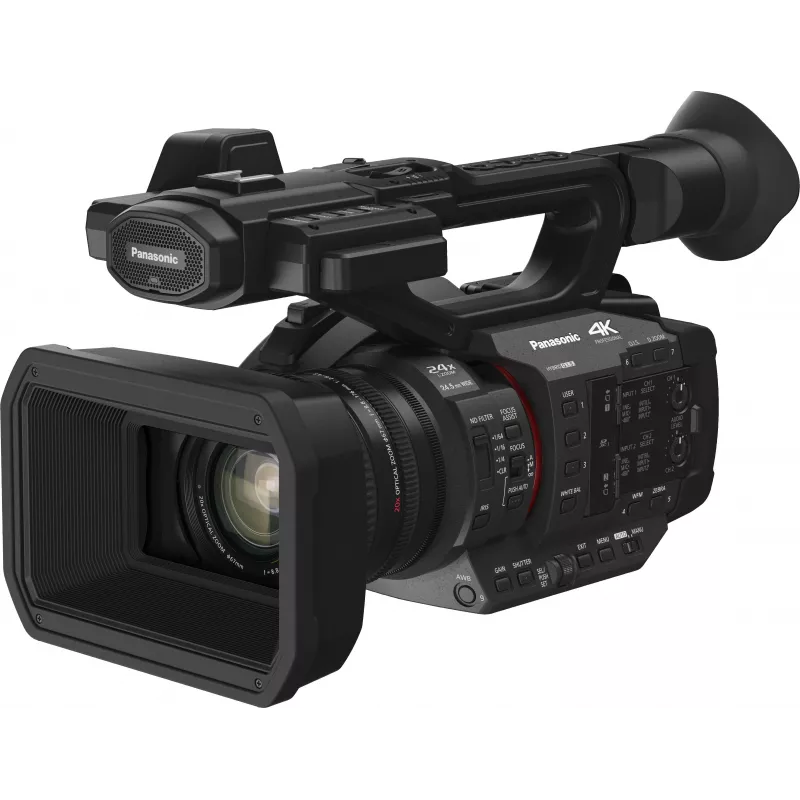 Panasonic HC-X2E 4K Ultra HD profesionalus vaizdo kamera su 20x Leica Dicomar objektyvu, 5 ašių Hybrid O.I.S.+ stabilizacija, dvigubais XLR įėjimais, 3G-SDI, Wi-Fi, dvigubais SD kortelių lizdais