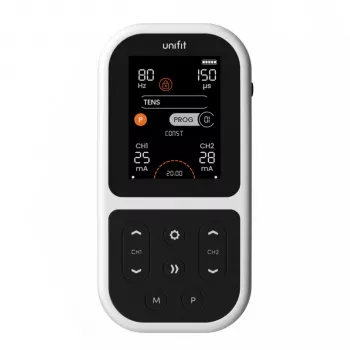 Tenscare Unifit kūno atsigavimo ir skausmo malšinimo TENS/EMS prietaisas - 2 kanalai, 18 programų, su apšvietimu LCD ekranu