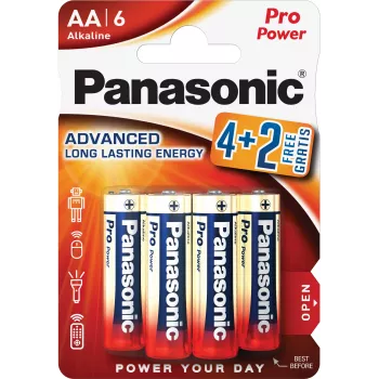 Panasonic Alkaline Power AA baterijos LR6PPG/6BP 4+2 nemokamai (6 vnt.)