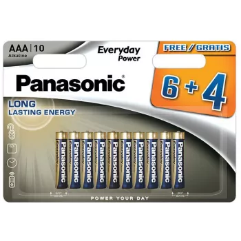 Panasonic Everyday Power AAA šarminės baterijos LR03 10 vnt. lizdinė pakuotė (6+4 premija)