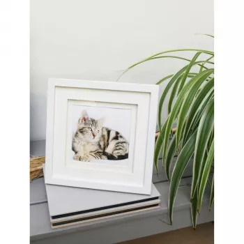 Deknudt S65KK1 Baltas 13x13 cm medinės nuotraukos rėmelis su dvigubu kilimėliu