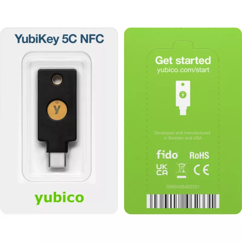 YubiKey 5C NFC apsaugos raktas (juodas/auksinis, 2 vnt.)