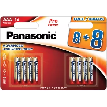 Panasonic Batteries LR03PPG/16BW 8+8 AAA šarminės baterijos, 16 vnt. paketas