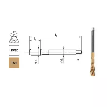 Mašininis sriegiklis M10x1 DIN 371 C R40 6H HSSE TiN 800X