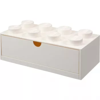 LEGO Brick 8 stalčius baltas, 8 smaigaliais, laikymo dėžutė