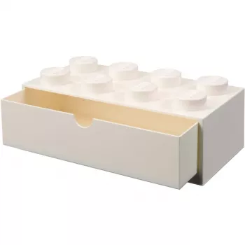 LEGO Brick 8 stalčius baltas, 8 smaigaliais, laikymo dėžutė