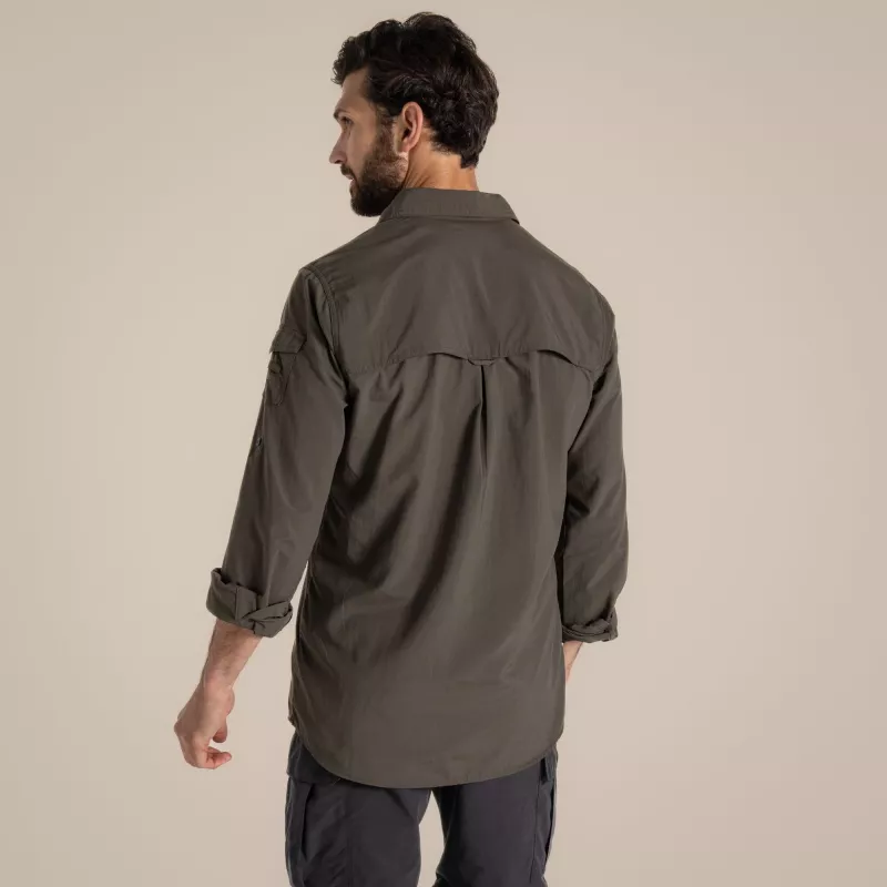 Craghoppers NosiLife Adventure LS Shirt III vyriški ilgomis rankovėmis kelioniniai marškiniai, Woodland Green, XXL