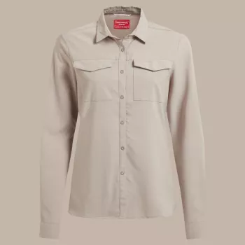 Craghoppers NosiLife Pro LS Shirt III moteriški kelioniniai marškiniai ilga rankove - Soft Mushroom, XS