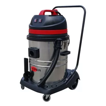 VIPER LSU255 profesionalus šlapio/sauso valymo siurblys, dvigubas 1000W variklis, 55L polietileno bakas, 38mm žarna, vežimėlis